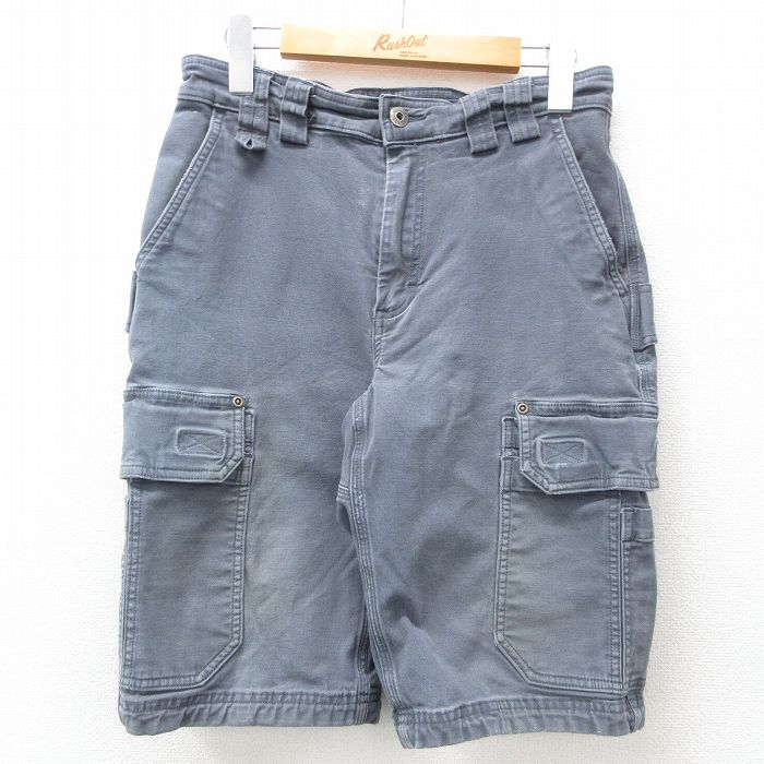 W30★古着 ショート カーゴ パンツ ショーツ メンズ グレー 25may09 中古 ボトムス 短パン ショーパン