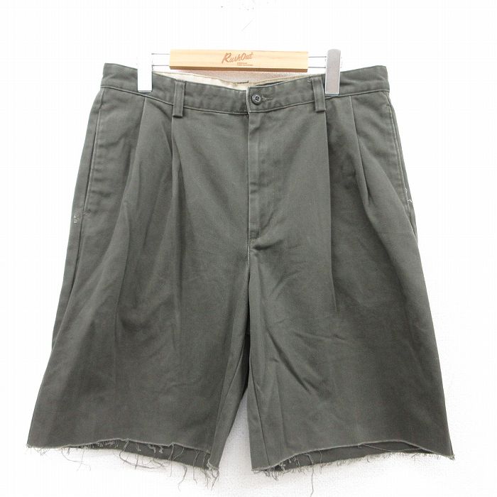 W32★古着 エディーバウアー ショート パンツ ショーツ メンズ 00年代 00s コットン 濃緑 グリーン 25may10 中古 ボトムス 短パン ショーパン ハーフ