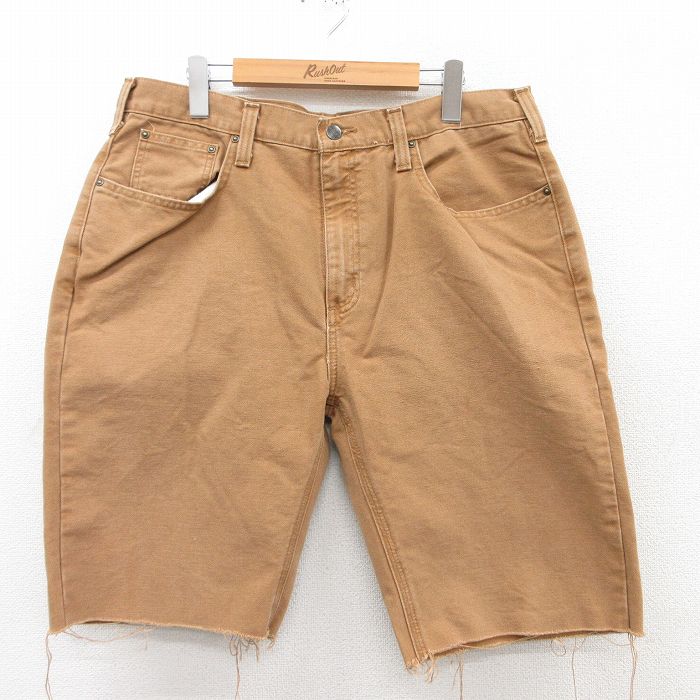 W37★古着 カーハート Carhartt ショート パンツ ショーツ メンズ ダック地 コットン 茶 ブラウン 25may12 中古 ボトムス 短パン ショーパン ハーフ