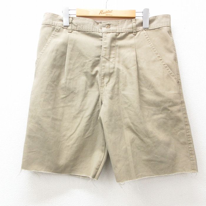 W36★古着 ショート パンツ ショーツ メンズ ベージュ カーキ 25may12 中古 ボトムス 短パン ショーパン ハーフ