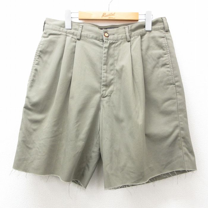 W33★古着 STRUCTURE ショート パンツ ショーツ メンズ 00年代 00s コットン 緑系 グリーン 25may12 中古 ボトムス 短パン ショーパン ハーフ