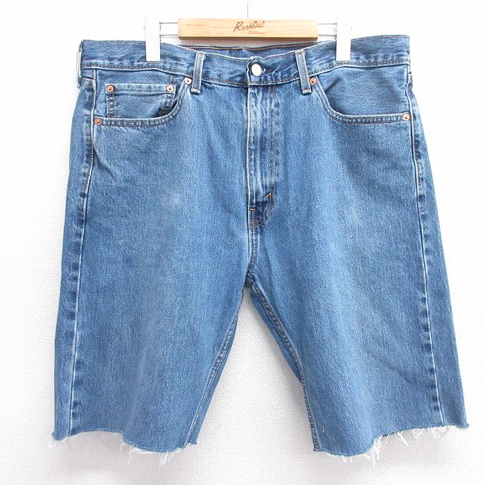 W39★古着 リーバイス Levis 505 ショート パンツ ショーツ メンズ コットン 紺 ネイビー デニム 25may14 中古 ボトムス 短パン ショーパン ハーフ