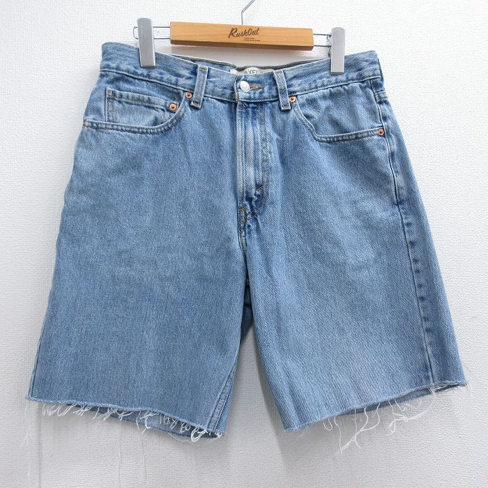 【50%OFF】W32★古着 リーバイス Levis 550 ショート パンツ ショーツ メンズ コットン 薄紺 ネイビー デニム 25may15 中古 ボトムス 短パン ショーパン ハーフ