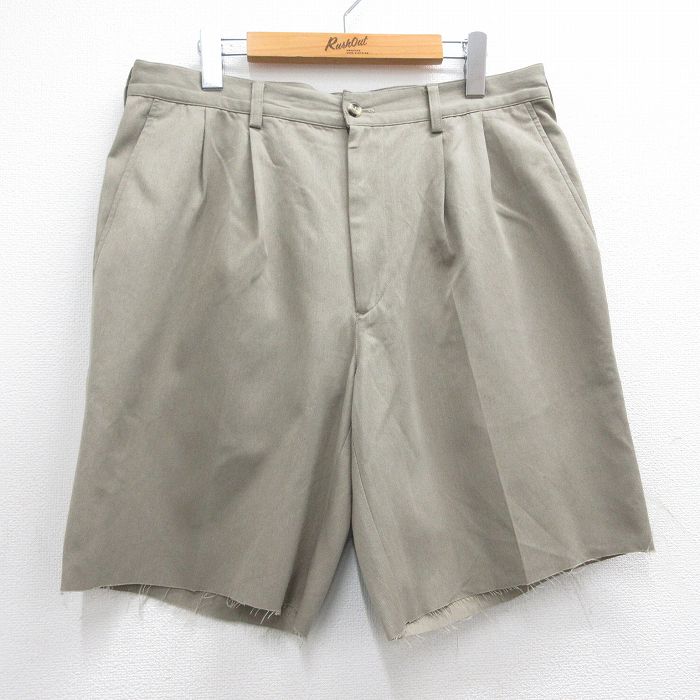 W35★古着 トミーヒルフィガー TOMMY HILFIGER ブランド ショート パンツ ショーツ メンズ ゴルフ ワンポイントロゴ 濃ベージュ カーキ 25may15 中古 ボトムス 短パン ショーパン ハーフ