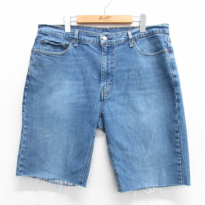 W38★古着 リーバイス Levis 541 ショート パンツ ショーツ メンズ ヒゲ 紺 ネイビー デニム 25may16 中古 ボトムス 短パン ショーパン ハーフ