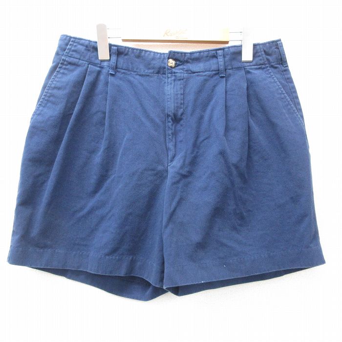 W34★古着 ショート パンツ ショーツ メンズ 80年代 80s USA製 タロン 紺 ネイビー 25may16 中古 ボトムス 短パン ショーパン ハーフ