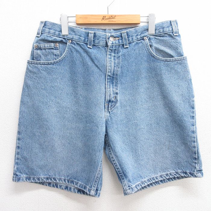 W36★古着 FADED GLORY ショート パンツ ショーツ メンズ コットン 紺 ネイビー デニム 25may17 中古 ボトムス 短パン ショーパン ハーフ