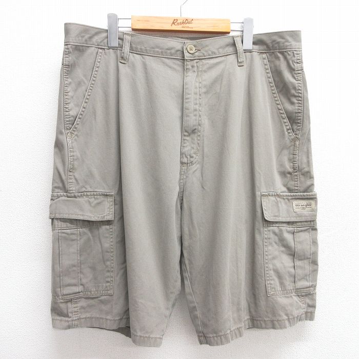 W38古着 ラングラー Wrangler ショート カーゴ パンツ ショーツ メンズ コットン ベージュ系 カーキ 25may17 中古 ボトムス 短パン ショーパン