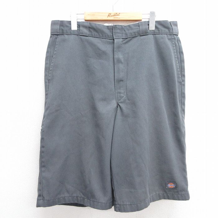 W36★古着 ディッキーズ Dickies ショート ワーク パンツ ショーツ メンズ 濃グレー 25may17 中古 ボトムス 短パン ショーパン