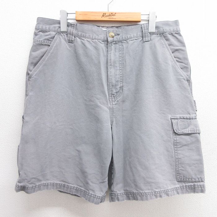 W36★古着 ショート ペインター パンツ ショーツ メンズ ダック地 コットン グレー 25may17 中古 ボトムス 短パン ショーパン