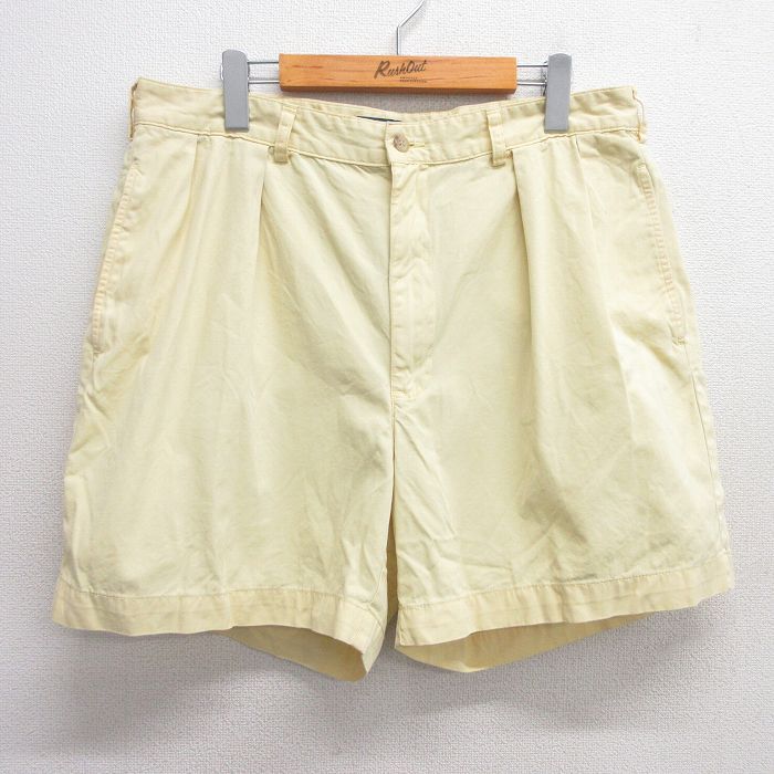 W35★古着 ラルフローレン Ralph Lauren ブランド ショート パンツ ショーツ メンズ 90年代 90s コットン 黄 イエロー 25may20 中古 ボトムス 短パン ショーパン ハーフ