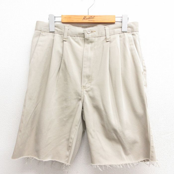 【50%OFF】W31★古着 ラングラー Wrangler ショート パンツ ショーツ メンズ コットン ベージュ カーキ 25may26 中古 ボトムス 短パン ショーパン ハーフ