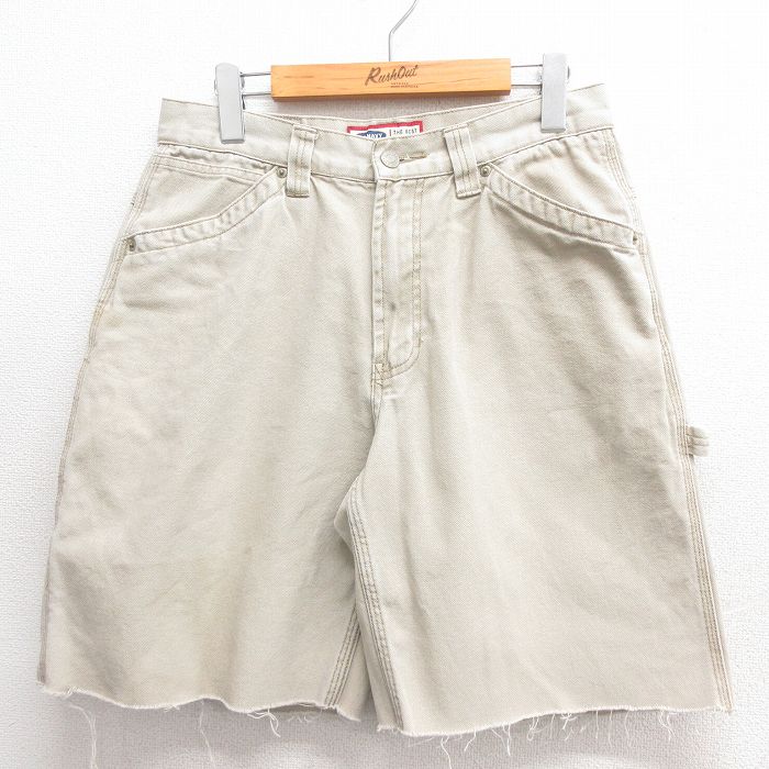 W31★古着 オールドネイビー OLD NAVY ショート ペインター パンツ ショーツ メンズ ダック地 コットン 薄ベージュ カーキ 25may26 中古 ボトムス 短パン ショーパン