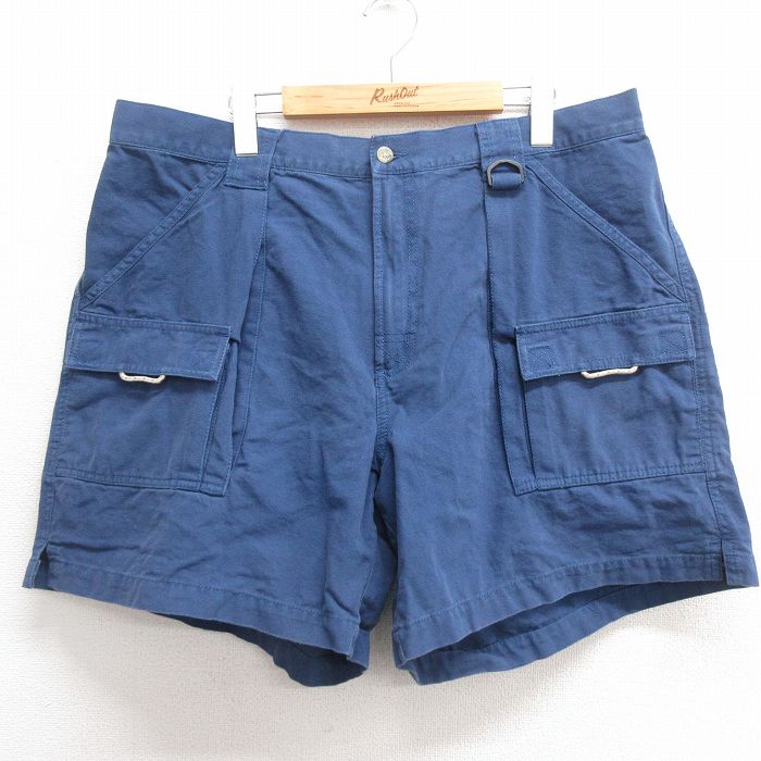 W39★古着 コロンビア COLUMBIA ショート パンツ ショーツ メンズ PFG ダック地 大きいサイズ コットン 紺 ネイビー 25may26 中古 ボトムス 短パン ショーパン ハーフ