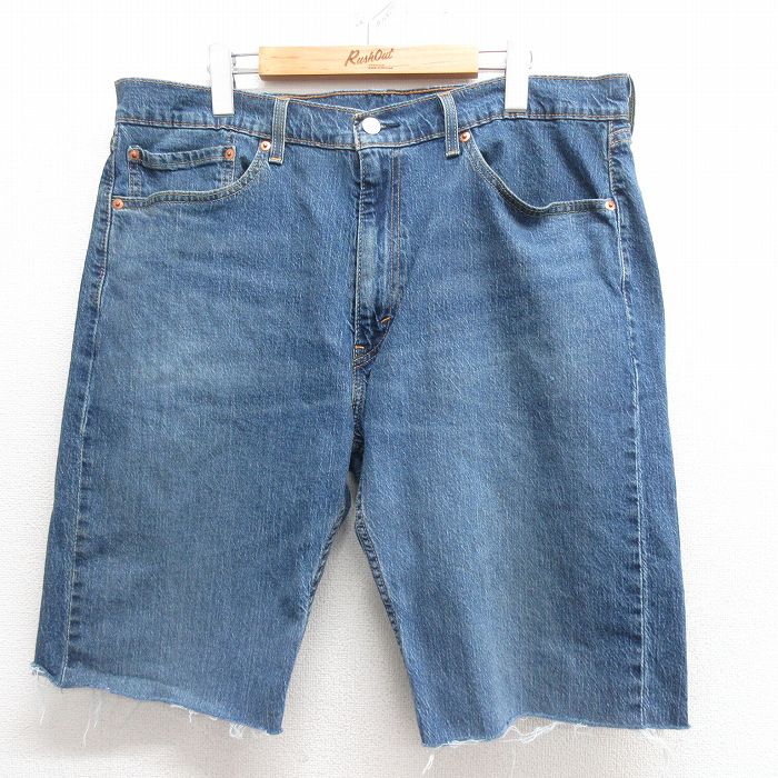 【50%OFF】W38★古着 リーバイス Levis 505 ショート パンツ ショーツ メンズ ヒゲ 紺 ネイビー デニム 25may26 中古 ボトムス 短パン ショーパン ハーフ
