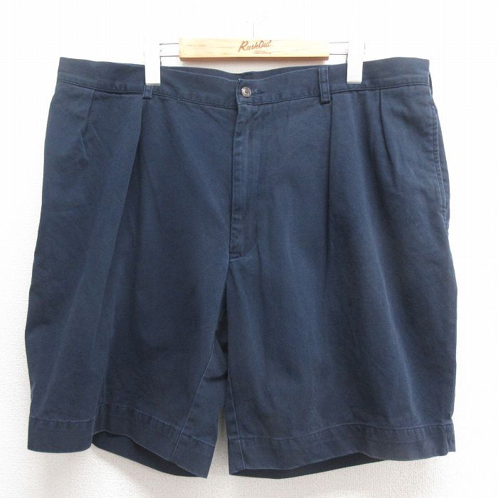 W41★古着 ラルフローレン Ralph Lauren ブランド ショート パンツ ショーツ メンズ 大きいサイズ コットン 紺 ネイビー 25may26 中古 ボトムス 短パン ショーパン ハーフ