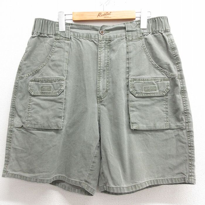 W35★古着 ウールリッチ WOOLRICH ショート パンツ ショーツ メンズ ダック地 コットン 濃緑 グリーン 25may26 中古 ボトムス 短パン ショーパン ハーフ