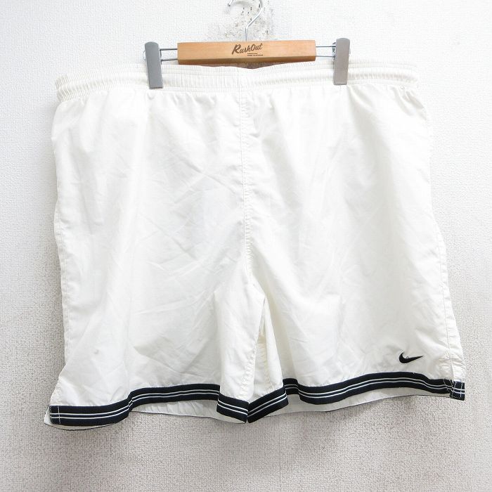 W42★古着 ナイキ NIKE ショート トレーニング パンツ ショーツ メンズ 90年代 90s ワンポイントロゴ 大きいサイズ 白 ホワイト 【spe】 25may28 中古 ボトムス 短パン ショーパン