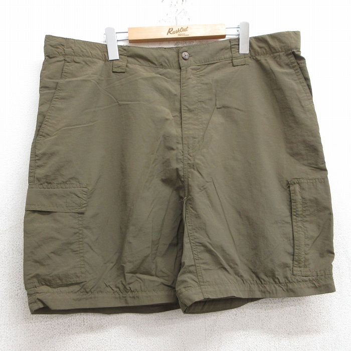 W40★古着 ショート ナイロン カーゴ パンツ ショーツ メンズ 00年代 00s 大きいサイズ 濃緑系 グリーン 25may28 中古 ボトムス 短パン ショーパン