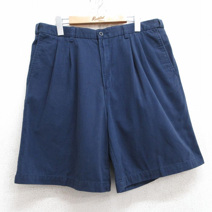 【50%OFF】W36★古着 ピューリタン ショート チノ パンツ ショーツ チノパン メンズ 00年代 00s 紺 ネイビー 25may28 中古 ボトムス 短パン ショーパン