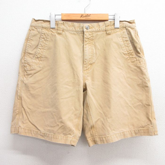 W36★古着 ショート パンツ ショーツ メンズ ダック地 コットン ベージュ系 カーキ 25may30 中古 ボトムス 短パン ショーパン ハーフ