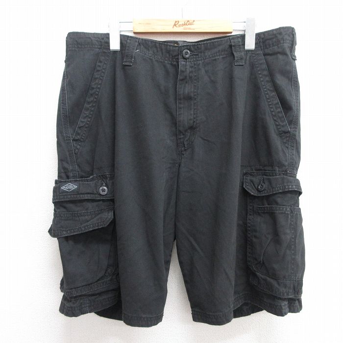 W36★古着 リー Lee ショート カーゴ パンツ ショーツ メンズ コットン 黒 ブラック 25may30 中古 ボトムス 短パン ショーパン