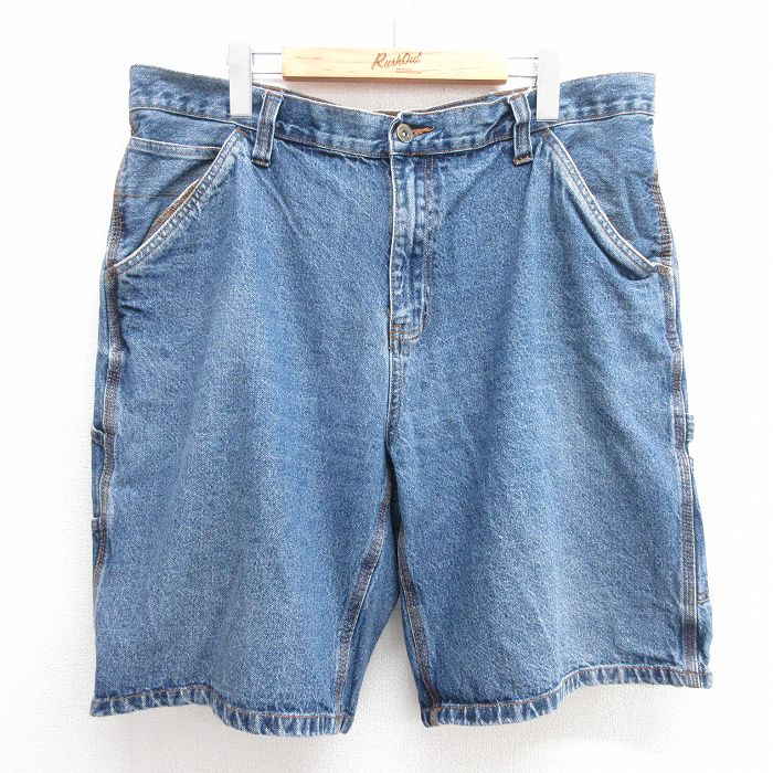 【50%OFF】W38★古着 FADED GLORY ショート ペインター パンツ ショーツ メンズ ヒゲ コットン 紺 ネイビー デニム 25may30 中古 ボトムス 短パン ショーパン