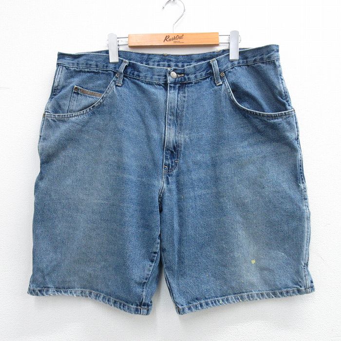 W40★古着 ビッグスミス ショート ペインター パンツ ショーツ メンズ ヒゲ 大きいサイズ コットン 紺 ネイビー デニム 25may30 中古 ボトムス 短パン ショーパン
