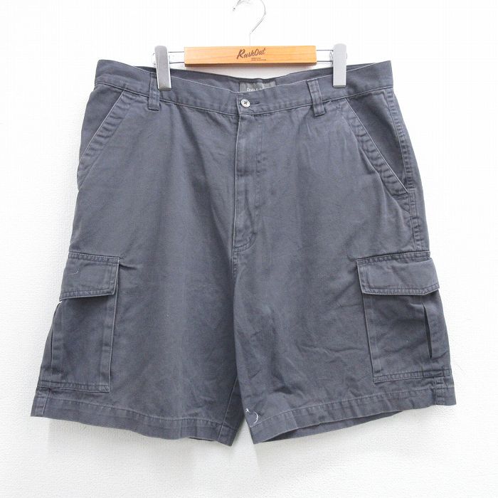 W36★古着 ショート カーゴ パンツ ショーツ メンズ コットン 濃グレー 25may30 中古 ボトムス 短パン ショーパン
