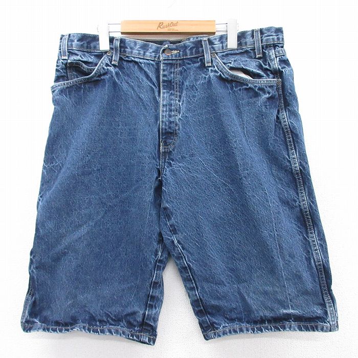 【50%OFF】W38★古着 ディッキーズ Dickies ショート パンツ ショーツ メンズ コットン 紺 ネイビー デニム 【spe】 25may30 中古 ボトムス 短パン ショーパン ハーフ