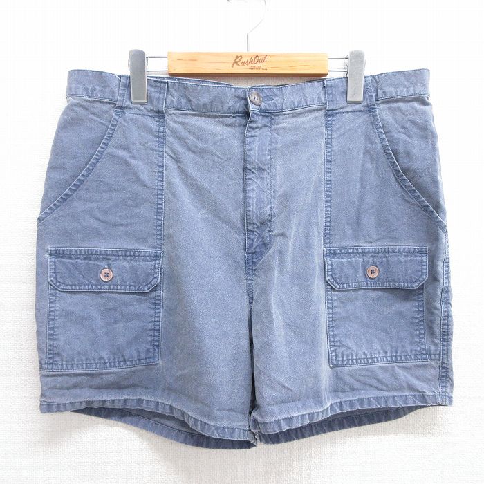 W37★古着 セントジョンズベイ ショート ブッシュ パンツ ショーツ メンズ 90年代 90s コットン 薄紺 ネイビー 【spe】 25may31 中古 ボトムス 短パン ショーパン
