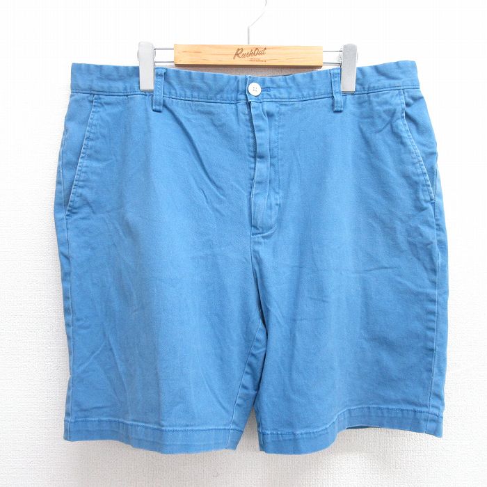 【50%OFF】W38★古着 ノーティカ NAUTICA ブランド ショート パンツ ショーツ メンズ ワンポイントロゴ 水色 25may31 中古 ボトムス 短パン ショーパン ハーフ