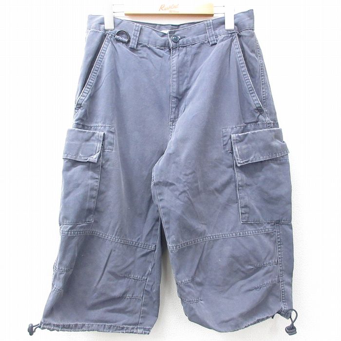 W31★古着 オールドネイビー OLD NAVY ハーフ カーゴ パンツ ショーツ メンズ ダック地 コットン 濃グレー 25may31 中古 ボトムス 短パン ショーパン