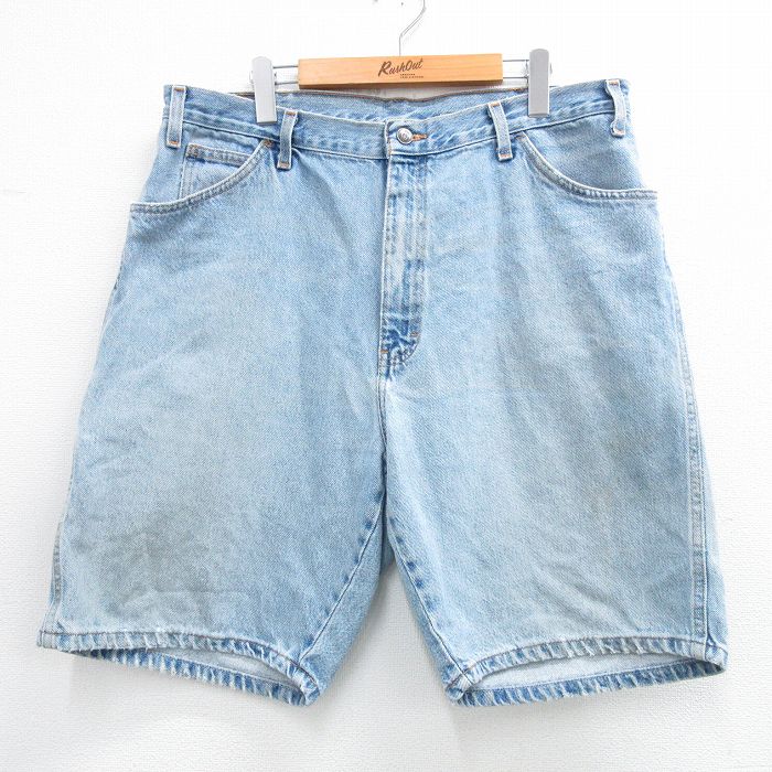 W37★古着 ディッキーズ Dickies ショート パンツ ショーツ メンズ 薄紺 ネイビー デニム 25may31 中古 ボトムス 短パン ショーパン ハーフ