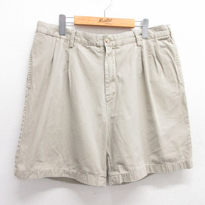 W37★古着 ノーティカ NAUTICA ブランド ショート パンツ ショーツ メンズ コットン 薄ベージュ カーキ 25jun03 中古 ボトムス 短パン ショーパン ハーフ