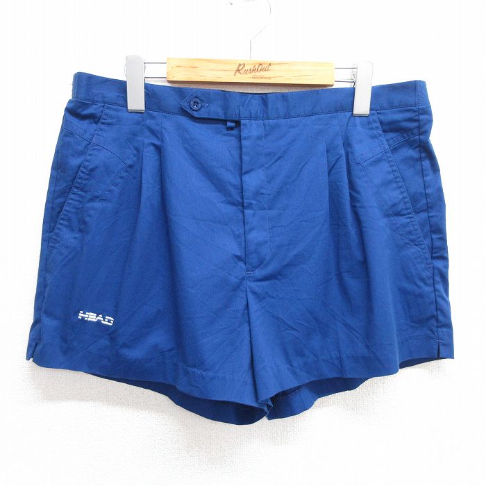 W35★古着 ショート パンツ ショーツ メンズ 90年代 90s USA製 青 ブルー 25jun03 中古 ボトムス 短パン ショーパン ハーフ