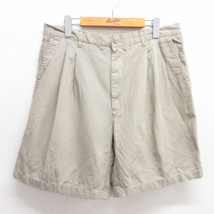 W35★古着 ショート パンツ ショーツ メンズ コットン ベージュ カーキ 25jun03 中古 ボトムス 短パン ショーパン ハーフ