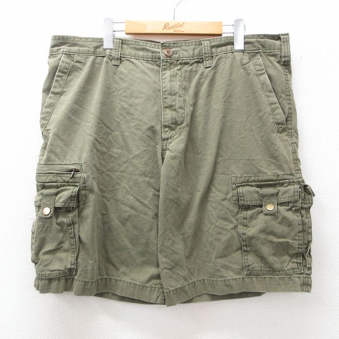 【50%OFF】W39★古着 エディーバウアー ショート カーゴ パンツ ショーツ メンズ リップストップ 濃緑 グリーン 25jun03 中古 ボトムス 短パン ショーパン