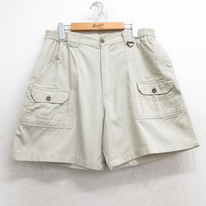 W36★古着 ショート ブッシュ パンツ ショーツ メンズ ベージュ カーキ 25jun10 中古 ボトムス 短パン ショーパン