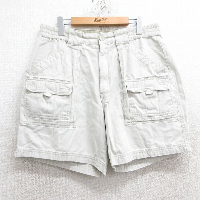 W34★古着 セントジョンズベイ ショート ブッシュ パンツ ショーツ メンズ コットン 薄ベージュ カーキ 25jun11 中古 ボトムス 短パン ショーパン