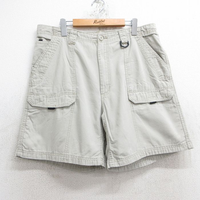 W38★古着 ラングラー Wrangler ショート ブッシュ パンツ ショーツ メンズ ダック地 コットン 薄ベージュ カーキ 25jun11 中古 ボトムス 短パン ショーパン