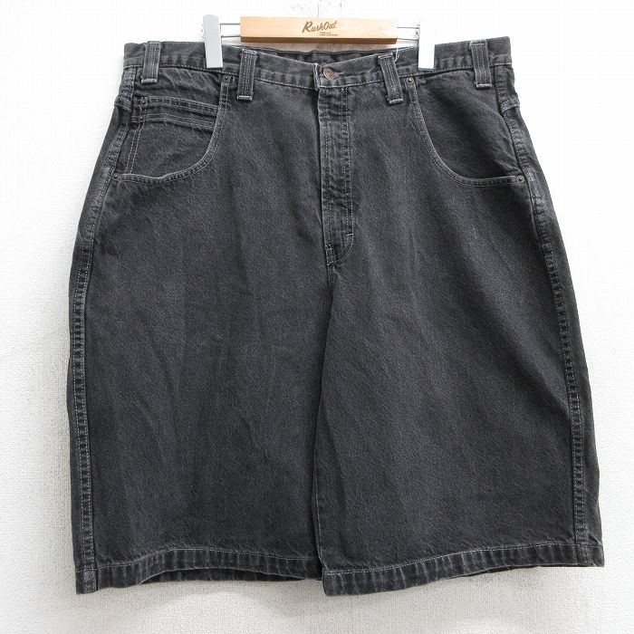 W39★古着 アリゾナジーンズ ショート パンツ ショーツ メンズ 大きいサイズ 黒 ブラック デニム 【spe】 25jun11 中古 ボトムス 短パン ショーパン ハーフ