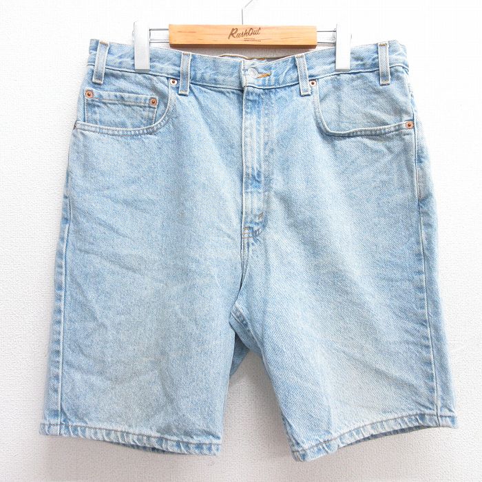 W36★古着 リーバイス Levis 505 ショート パンツ ショーツ メンズ 00年代 00s コットン 薄紺 ネイビー デニム 25jun11 中古 ボトムス 短パン ショーパン ハーフ