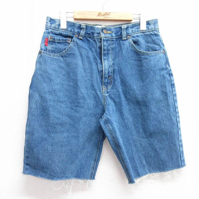 W31★古着 ビューグルボーイ ショート パンツ ショーツ メンズ コットン 紺 ネイビー デニム 25jun11 中古 ボトムス 短パン ショーパン ハーフ