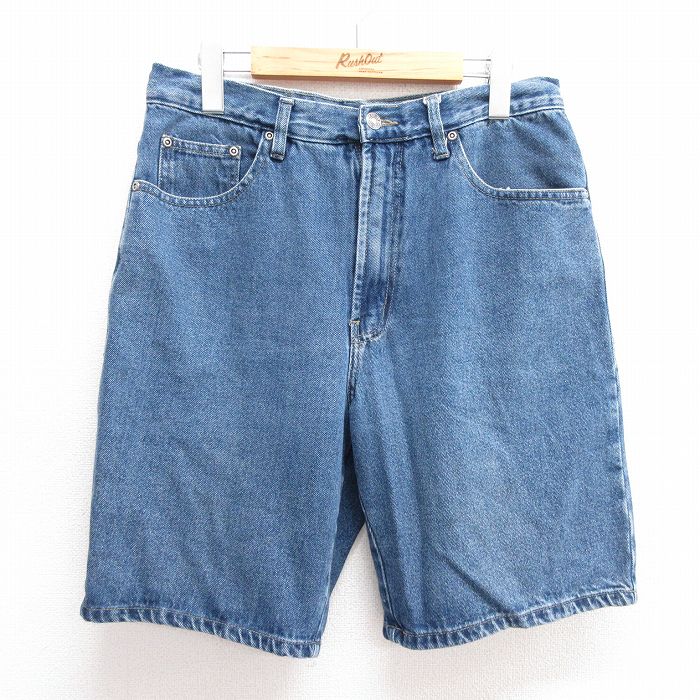W32★古着 ルート66 ショート パンツ ショーツ メンズ 00年代 00s コットン 紺 ネイビー デニム 25jun11 中古 ボトムス 短パン ショーパン ハーフ