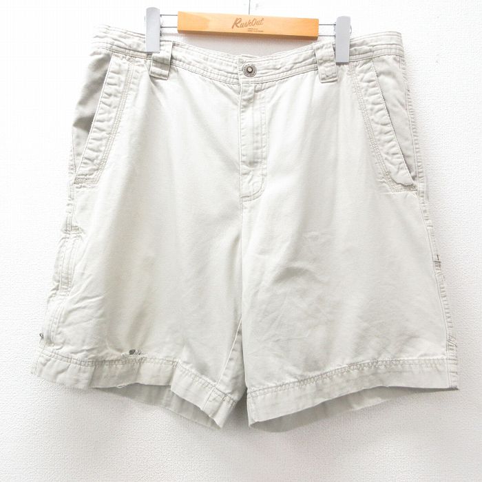 【20%OFF】W36★古着 コロンビア COLUMBIA ショート パンツ ショーツ メンズ 00年代 00s ダック地 薄ベージュ カーキ 25jun11 中古 ボトムス 短パン ショーパン ハーフ