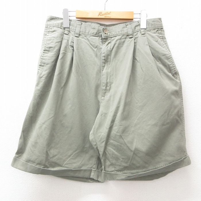 W33★古着 エディーバウアー ショート パンツ ショーツ メンズ 90年代 90s コットン ベージュ系 カーキ 25jun11 中古 ボトムス 短パン ショーパン ハーフ