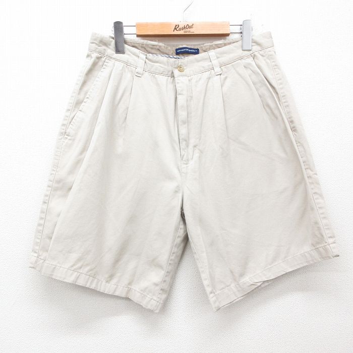 【20%OFF】W32★古着 ショート パンツ ショーツ メンズ コットン 薄ベージュ カーキ 25jun11 中古 ボトムス 短パン ショーパン ハーフ