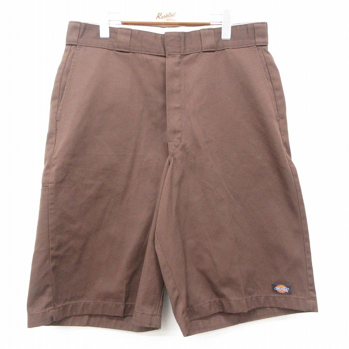 W36★古着 ディッキーズ Dickies ショート ワーク パンツ ショーツ メンズ 茶 ブラウン 【spe】 25jun11 中古 ボトムス 短パン ショーパン