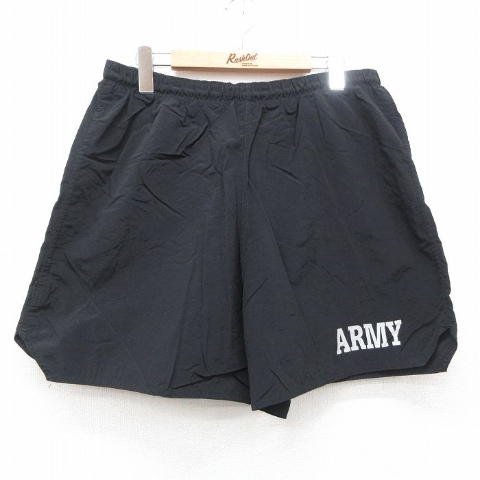 【50%OFF】W35★古着 ショート トレーニング パンツ ショーツ メンズ 90年代 90s ミリタリー アーミー ARMY リフレクター USA製 黒 ブラック 【spe】 25jun11 中古 ボトムス 短パン ショーパン